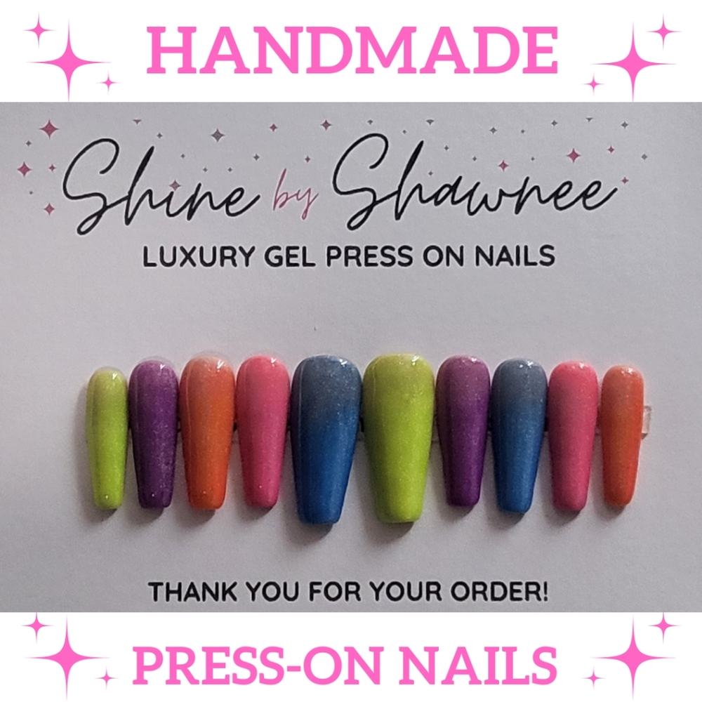 Handmade Luxury Press-On Nails | Sturdy & Reusable | PARTY PACK